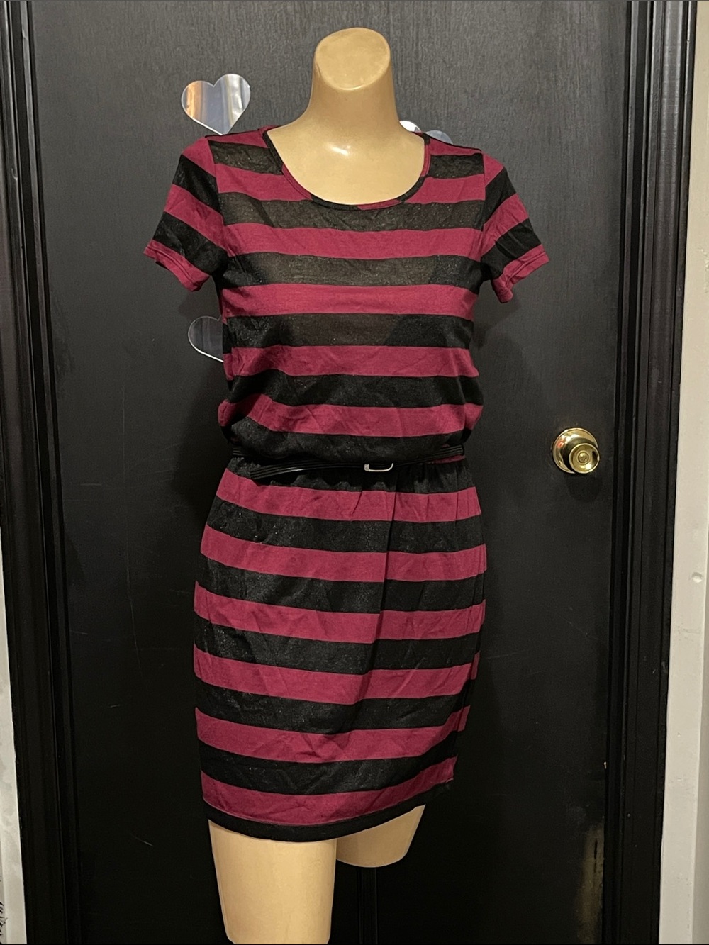 Vintage Y2K City Triangles Lined Blouson Dress W/Belt (S)